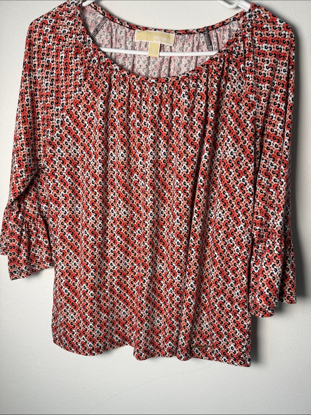 Michael Kors Coral Floral Scoop Neck Blouse